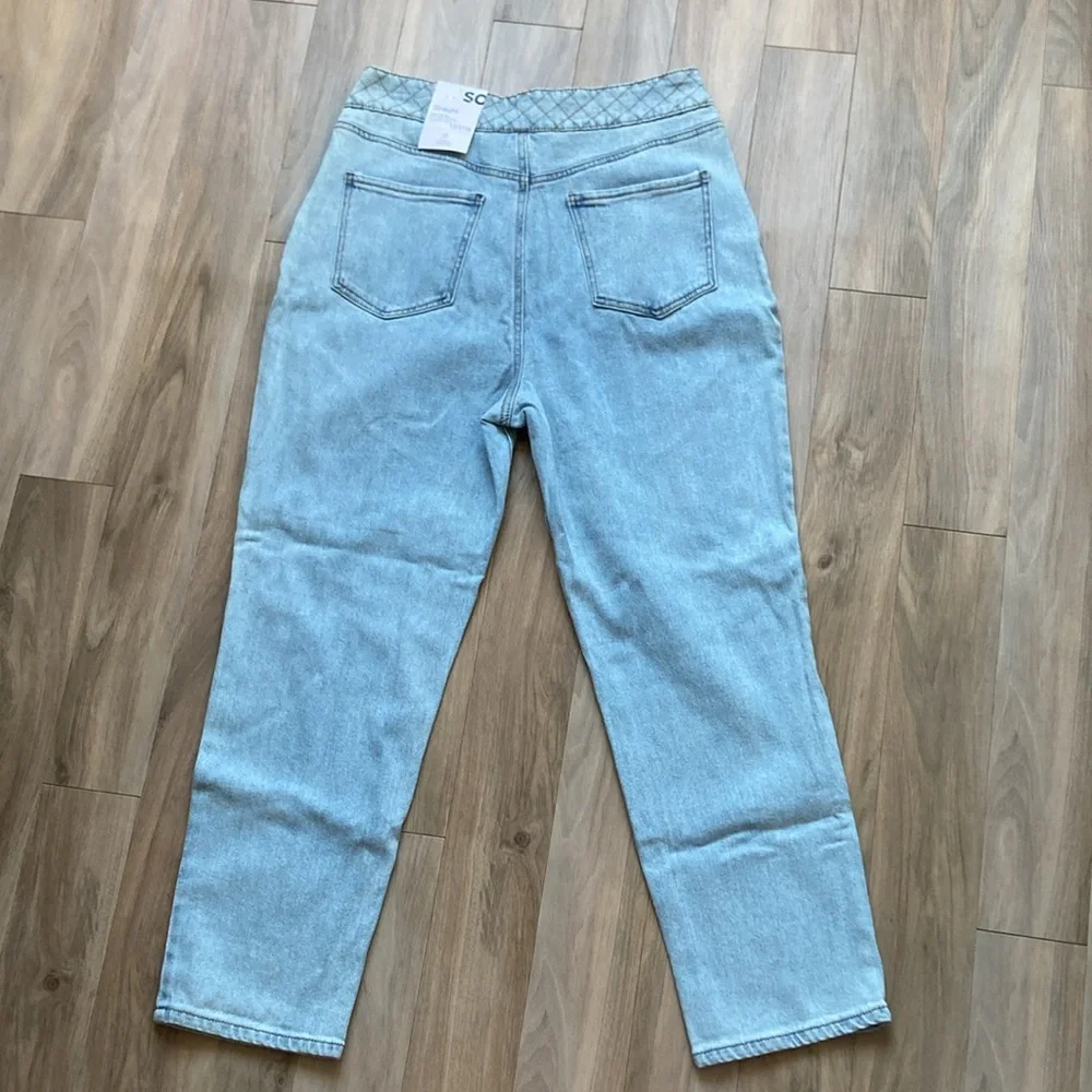 So Super high rise straight woven denim jean pant quilted design waistband 13/31 - Picture 15 of 16